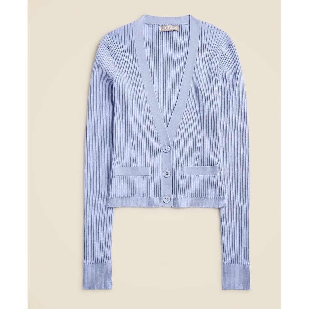 J.Crew V-Neck Cardigan Sweater Women Large Blue Preppy Academia NWT